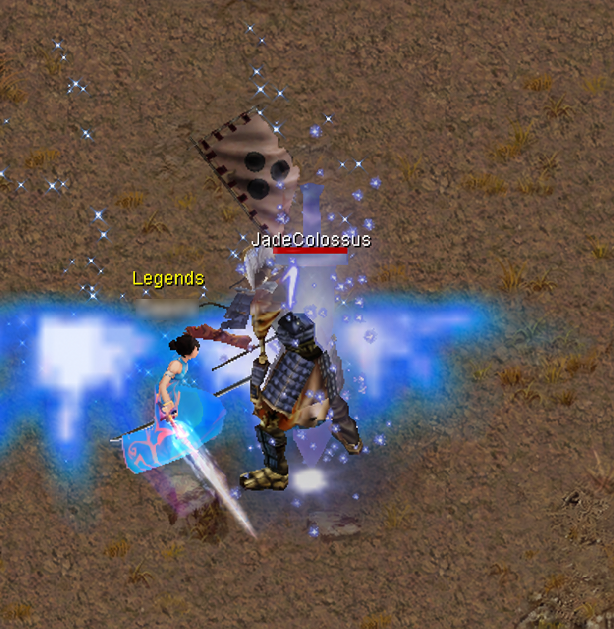A player fighting Jade Colossus in Ape City